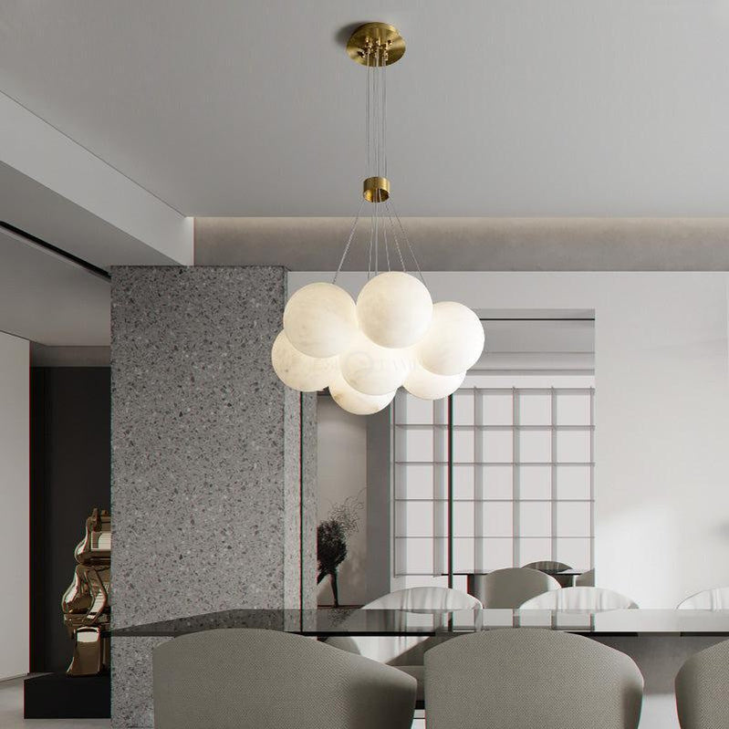 Sophie Modern Alabaster Ball Pendant Light, Dining Room Light