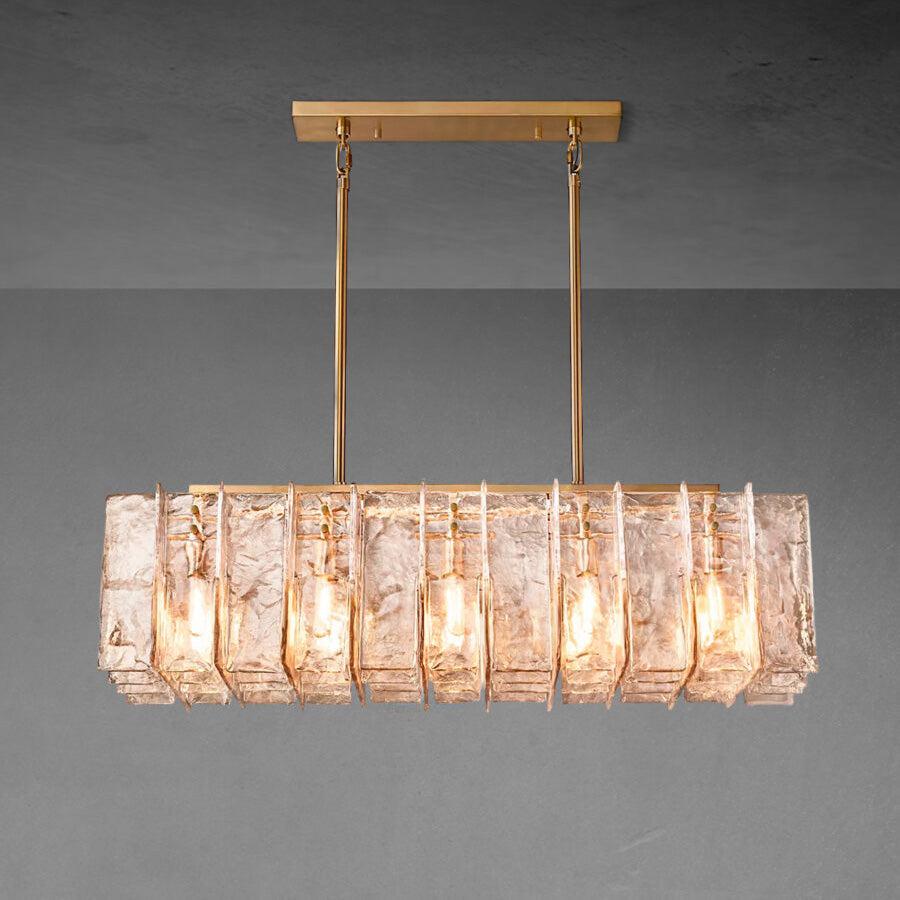 Lattace Smoke Glass Rectangular Chandelier 49"67''