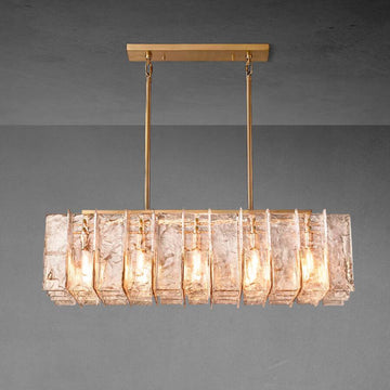 Lattace Smoke Glass Rectangular Chandelier 49"67''