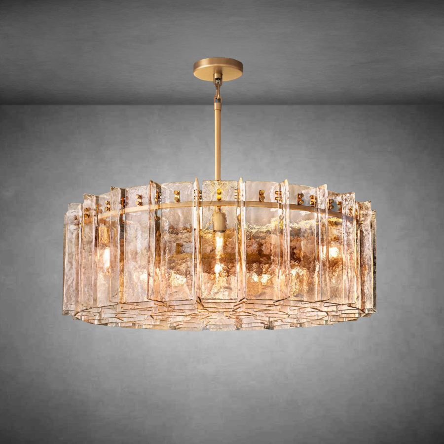 Lattace Smoke Glass Round Chandelier 36''48"