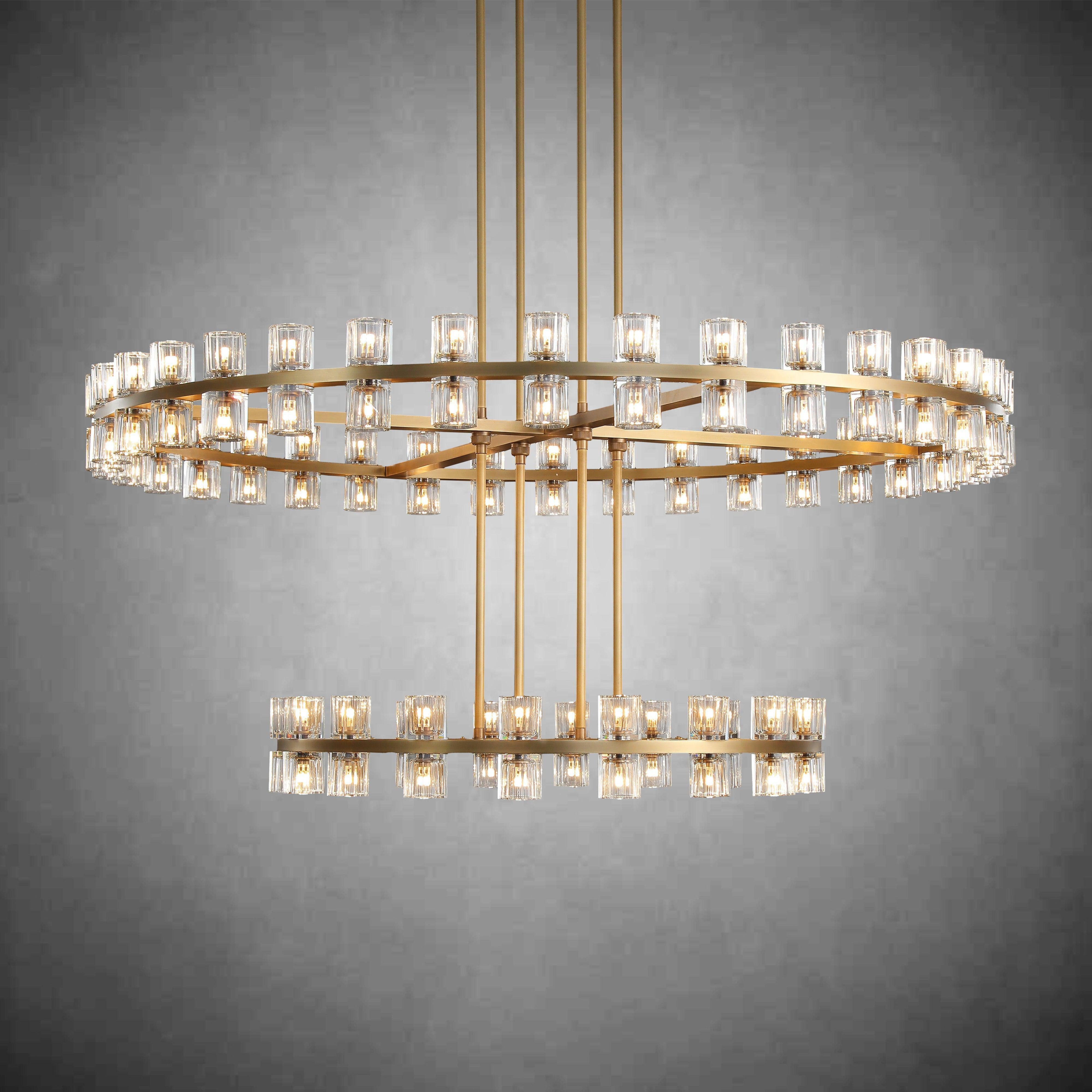 ラルクアンシエル Arcachen Crystal 2-Tier Round Chandelier 60