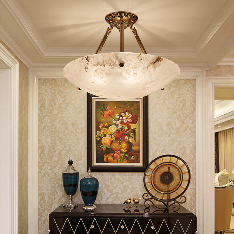 American Chandelier Living Room Lamp Full Copper Marble Lamp