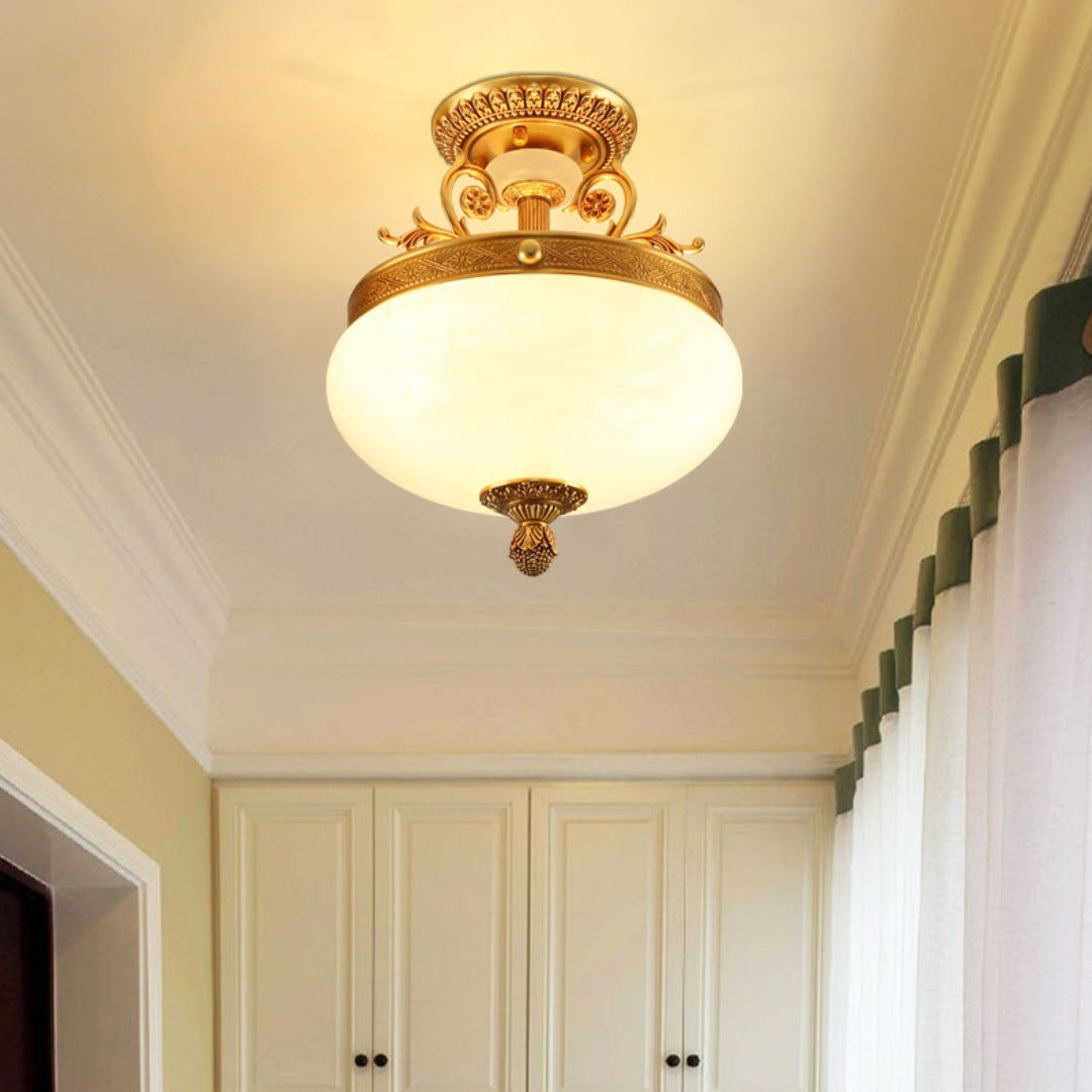 All Copper Half Ceiling Lamp European Style
