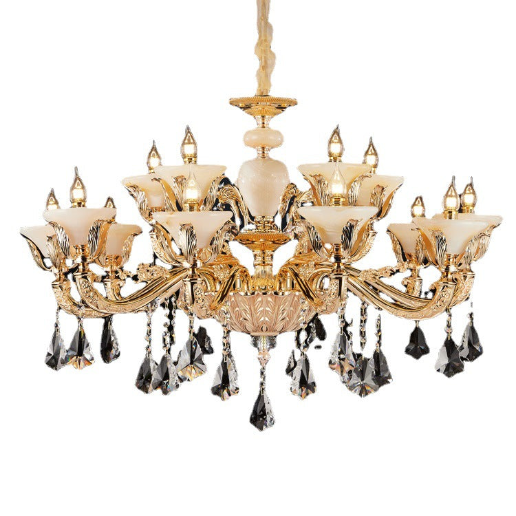 European Style All Copper Chandelier Natural Jade
