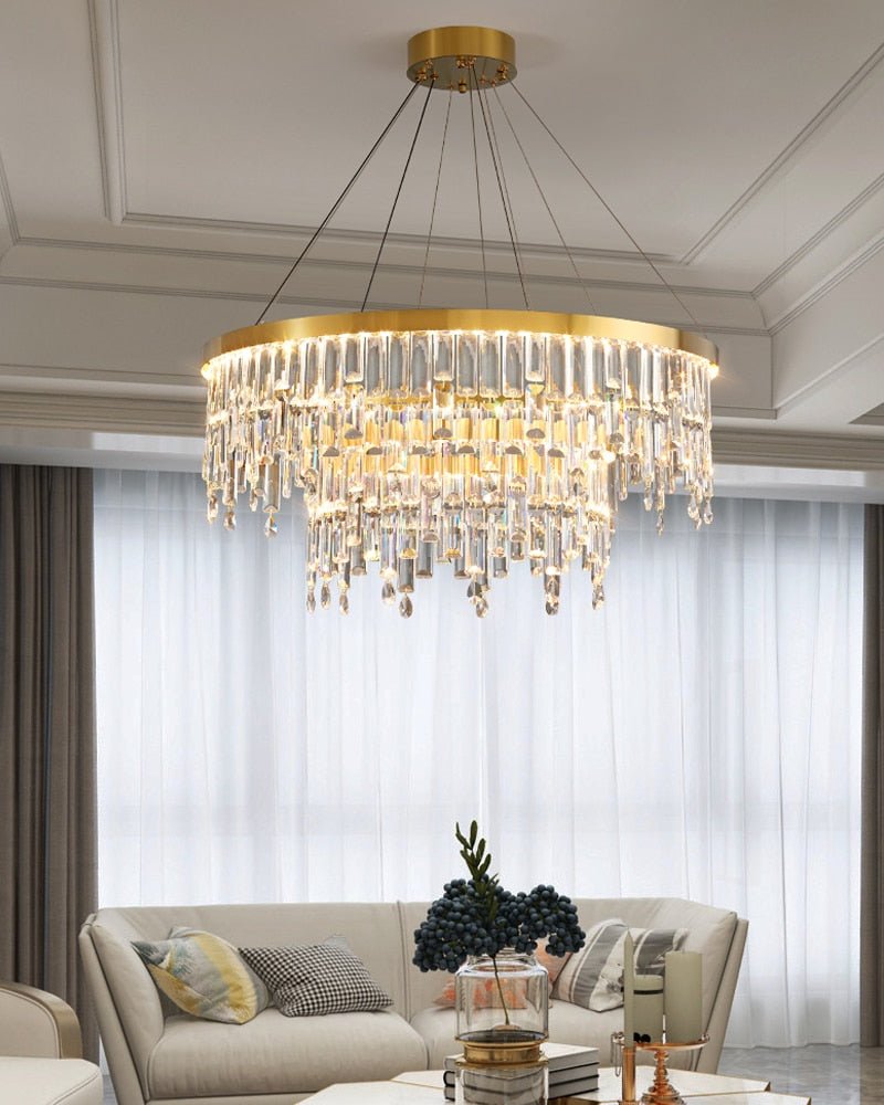 Olivialamps® Luxury Gold Large Ring Crystal Chandelier For Hotel, Stairwell, Lobby, Staircase image | luxury lighting