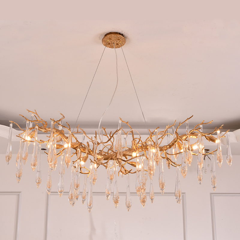 Agnes Brass Branch Crystal Chandelier For Dining Room - Ineffable Lighting