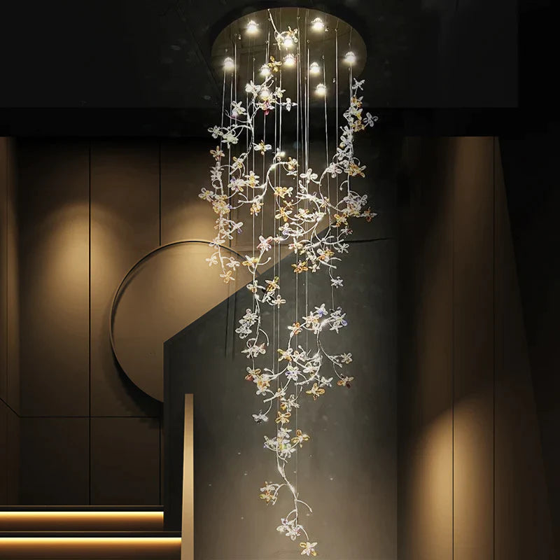 Olivialamps Lily Colored Flower Vertical Branch Chandelier