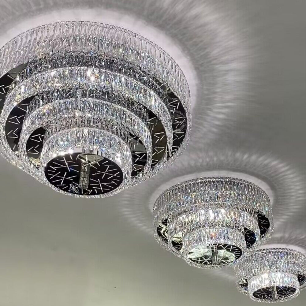 Olivialamps Oversized Flush Mount Creative Modern Round Multi-layers Crystal Pendant Chandelier for Living/Dining Room/Entrys/Hallway