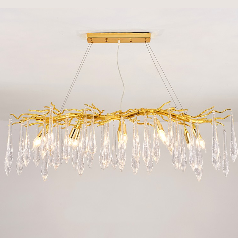 Agnes Aluminum Branch Crystal Chandelier For Dining Room - Ineffable Lighting