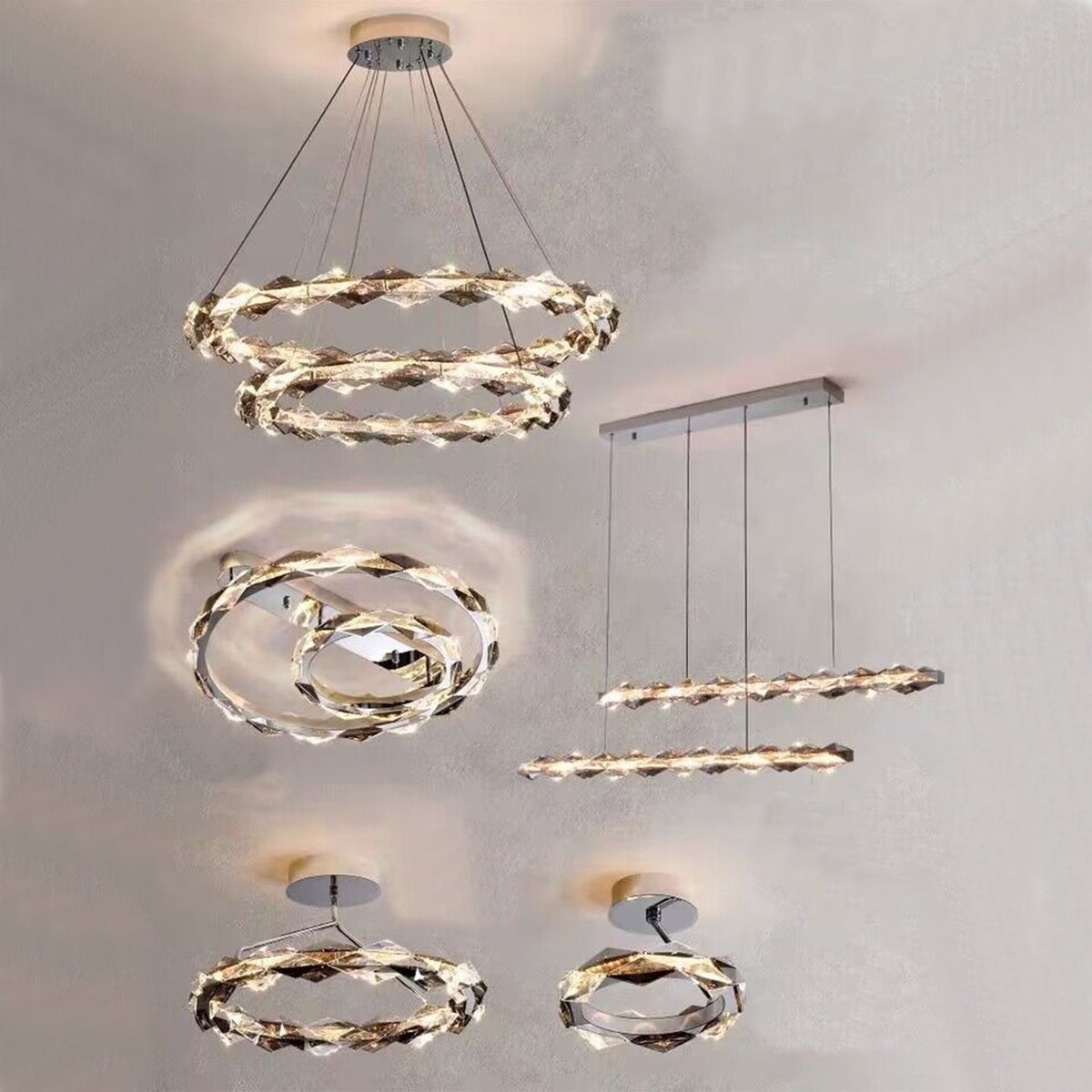 Olivialamps New Flush Mount Art Crystal Light Fixture Modern Round Designer Pendant Light For Living Room/Dining Room