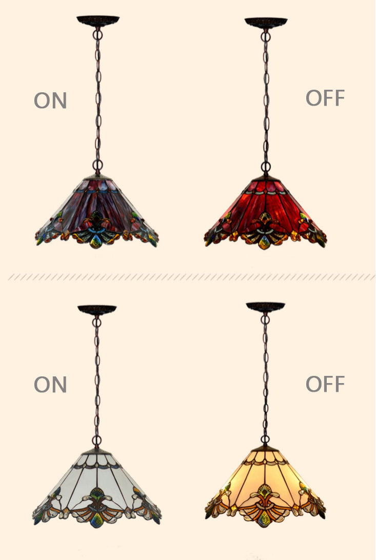 Olivialamps Tiffany Multi-Color Umbrella Glass Pendant for Hallway/Entryway/High-Ceiling Space