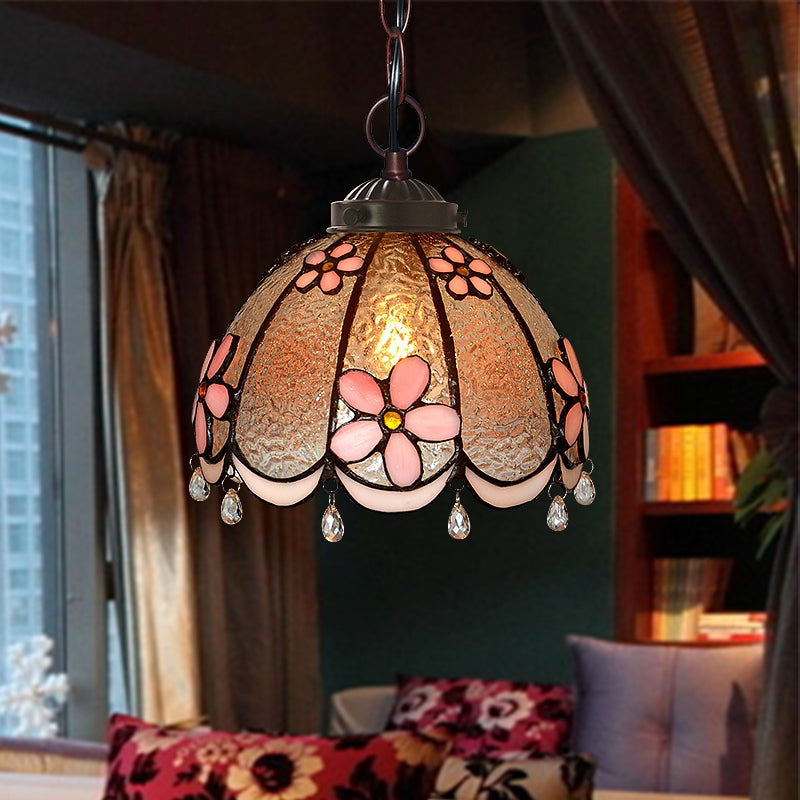 Olivialamps Vintage Multi-Color Flower Tiffany Pendant with Handmade Shade for  Entryway/Bedside/Coffee Table