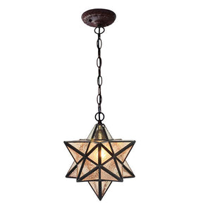 Olivialamps Tiffany Chandelier Clear Seedy Glass Pentagram Pendant for Entrance/Bedside/Corridor