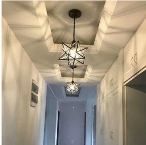 Olivialamps Tiffany Chandelier Clear Seedy Glass Pentagram Pendant for Entrance/Bedside/Corridor