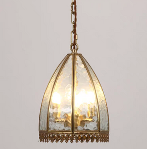 Olivia Lamps Antique Frosted Glass Tiffany Pendant Light in Brass Finish for Bedside/Dining Room/Foyer/Bar