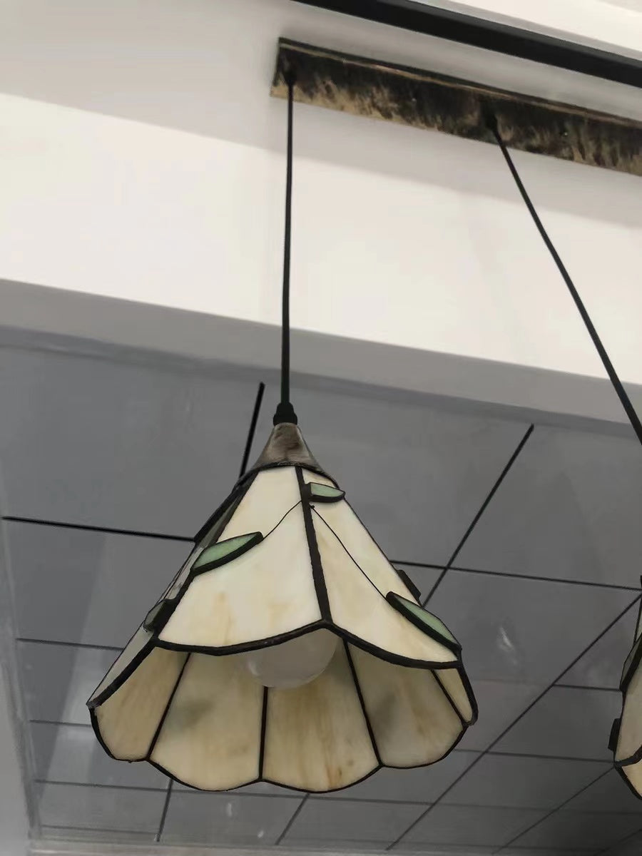 Olivialamps Art Tiffany Style Green Leaf Stained Glass Pendant Light for Dining Room/Kitchen Island/Entryway