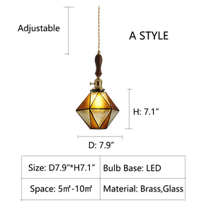 A: D7.9"*H7.1"  wine red, bright green, jade white, tiffany lamp shade, colorful, upside down umbrella, glass, pendant, entryway, foyer, bar, kitchen island 