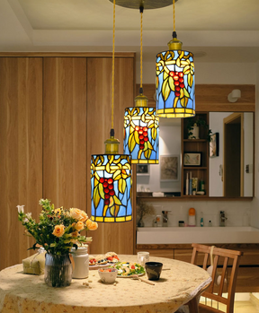 Olivialamps Tiffany Style Multi-Colored Glass Pendant Light for Dining Table/Hallway/Kitchen Island