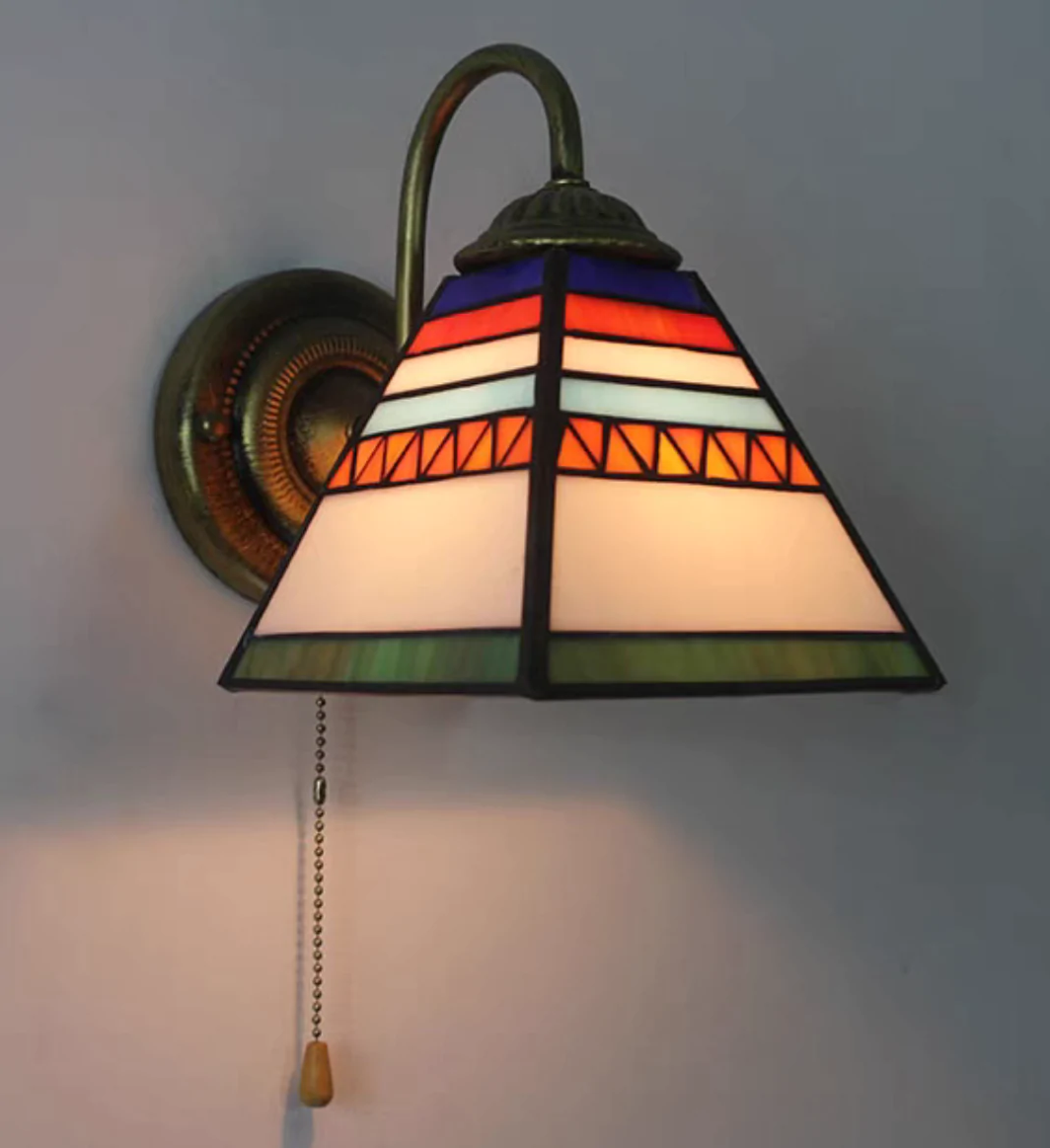 Olivialamps Tiffany Style Retro Colorful Stained Glass Wall Lights for Living Room/Foyer/Bedroom