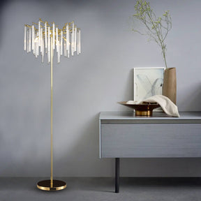 Urica Long Crystal Modern Standing Lamp Living Room - Ineffable Lighting