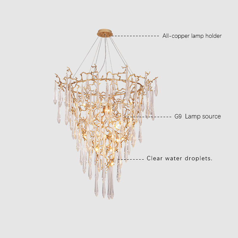 Cecily Crystal Branch Chandelier H 53.15" - Ineffable Lighting