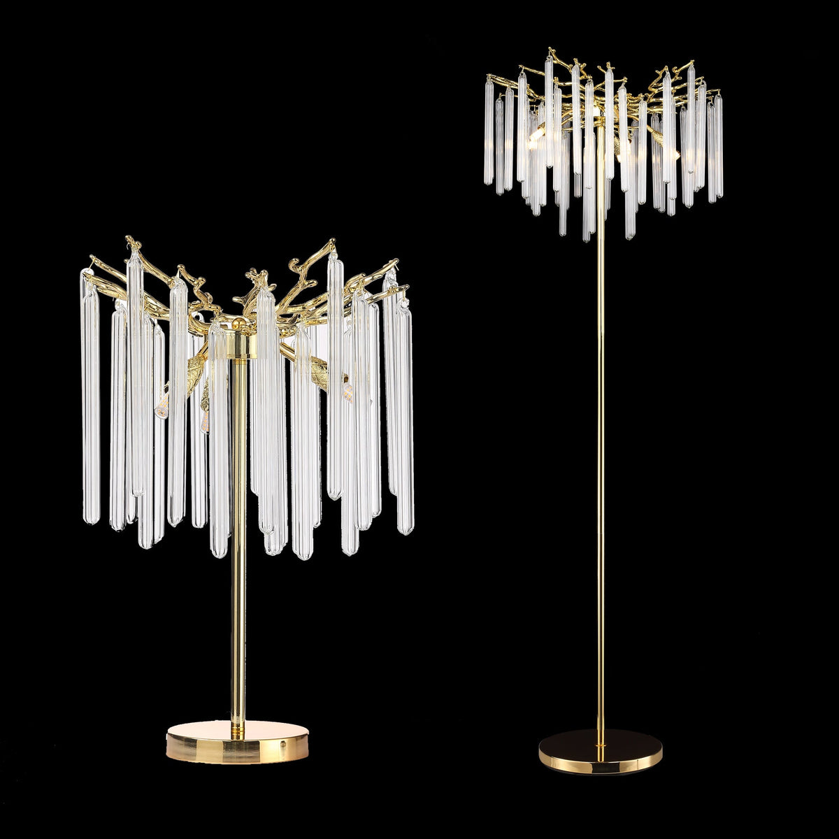 Urica Modern Long Crystal Table Lamp Over Bedroom Table - Ineffable Lighting