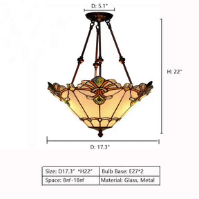 D17.3"*H22"  wine red, bright green, jade white, tiffany lamp shade, colorful, upside down umbrella, glass, pendant, entryway, foyer, bar, kitchen island