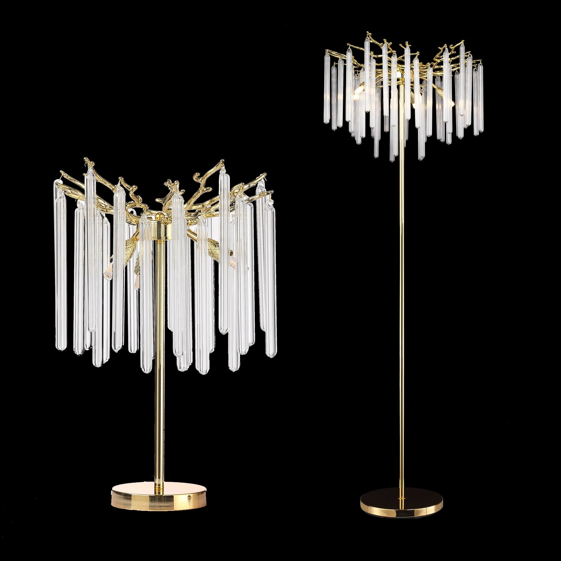Urica Long Crystal Modern Standing Lamp Living Room - Ineffable Lighting
