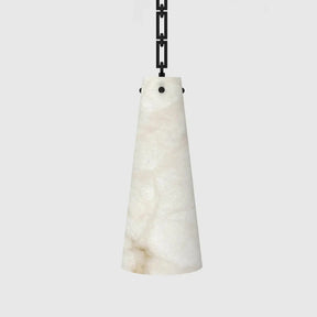 The alabaster shade, with its pearl-like texture, adds a touch of elegance and sophistication to the overall aesthetic. The combination of different quantities of alabaster creates a unique and eye-catching effect, with the pure and natural beauty of the alabaster shining through. As a focal point in your space, this alabaster light is sure to captivate attention and add a radiant glow to any room.