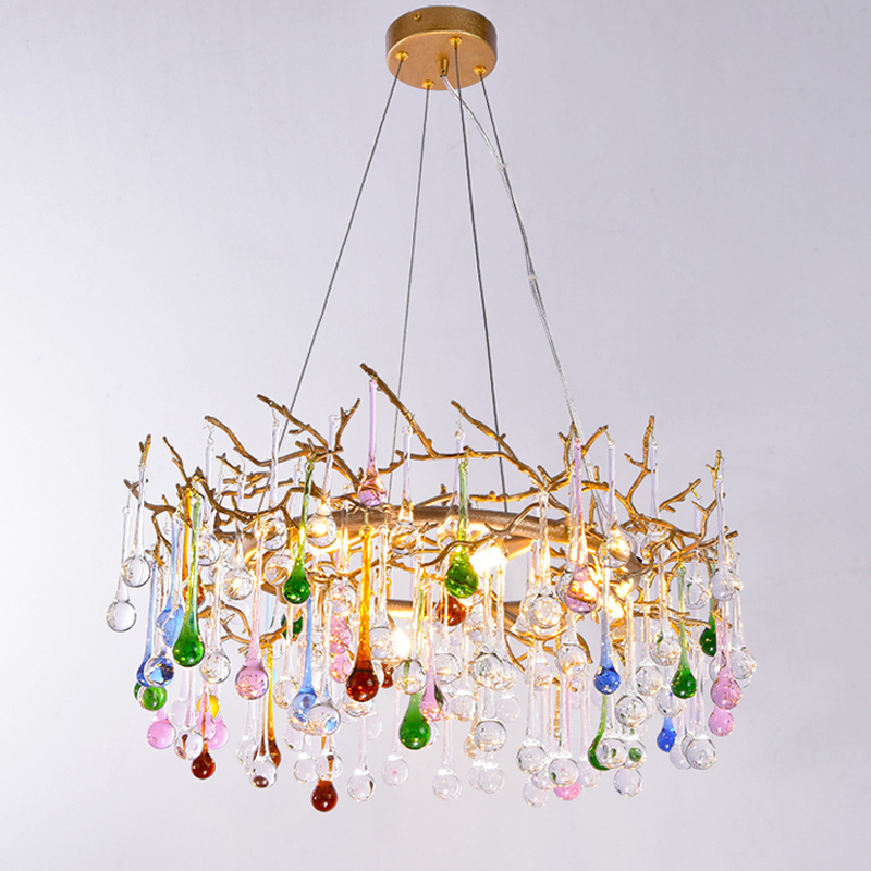 Avis Colorful Crystal Raindrop Branch Chandelier - Ineffable Lighting