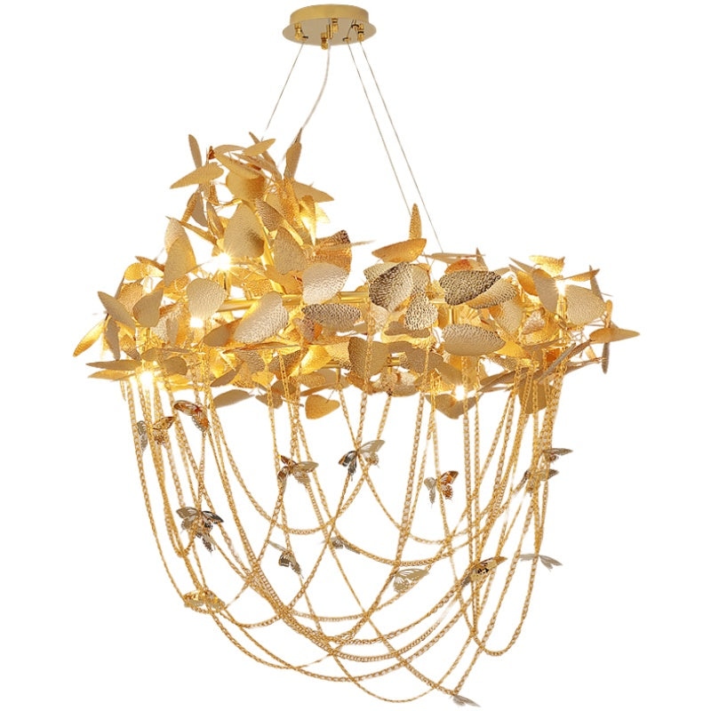 Della Modern Gold Leaf Living Room Chandelier - Ineffable Lighting