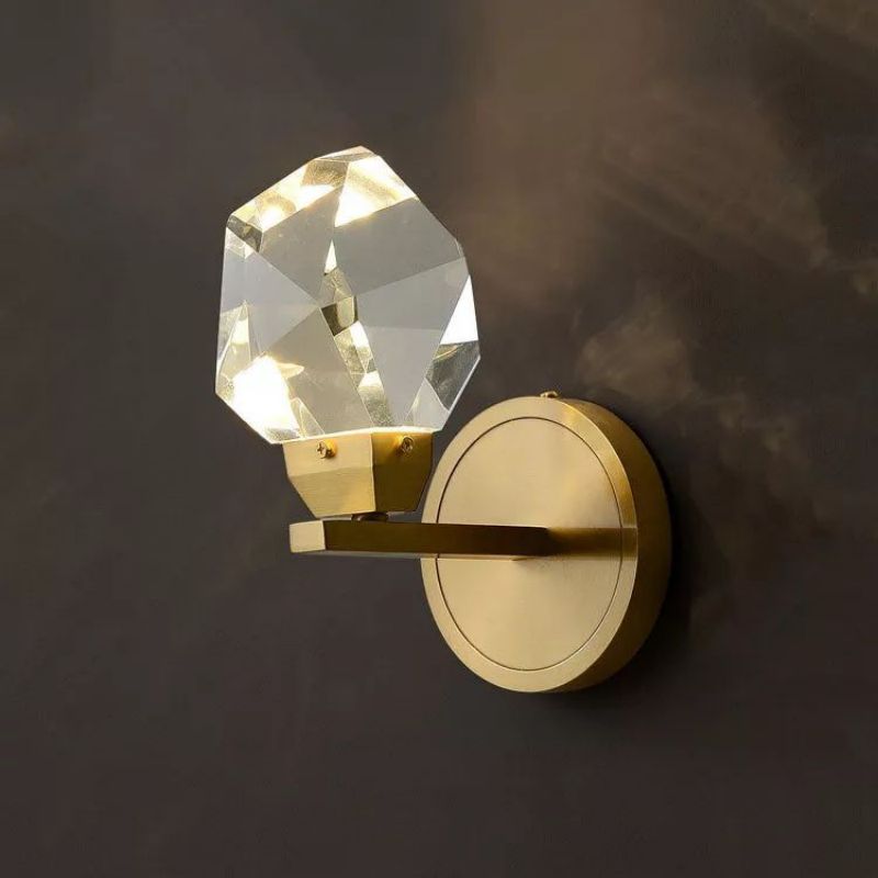 Angelia Faceted Crystal Prisms Short Wall Sconce - thebelacan