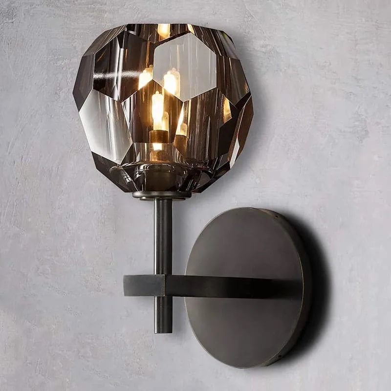 Barry Smoke Crystal Modern Wall Sconces For Bedroom
