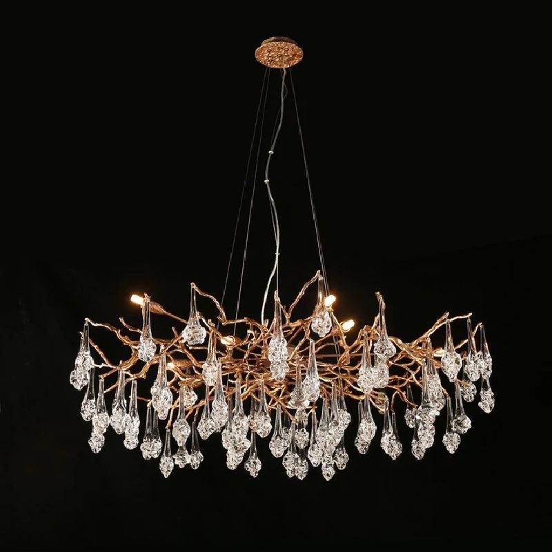 Creative Rose Crystal Brass Branch Chandelier - Ineffable Lighting