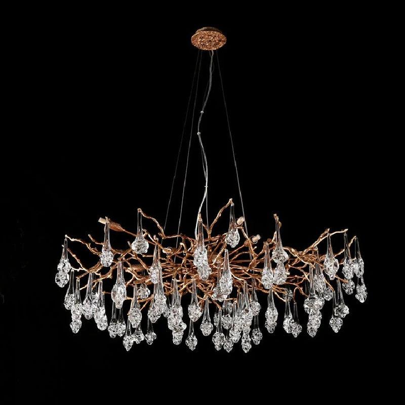 Creative Rose Crystal Brass Branch Chandelier - Ineffable Lighting