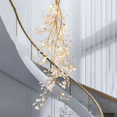 Ceramic Ginkgo Vertical Branch Chandelier For Staircase