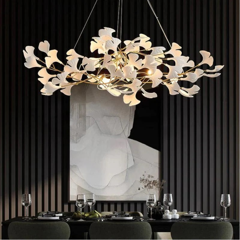 The ceramic petals of the chandelier are crafted with fine workmanship, with each petal unfolding outward in a lifelike manner, creating a sense of dynamic movement and capturing the beauty of nature. The intricate details of the ceramic petals reflect the perfect fusion of lighting design and botanical inspiration, adding a touch of natural elegance to any space.