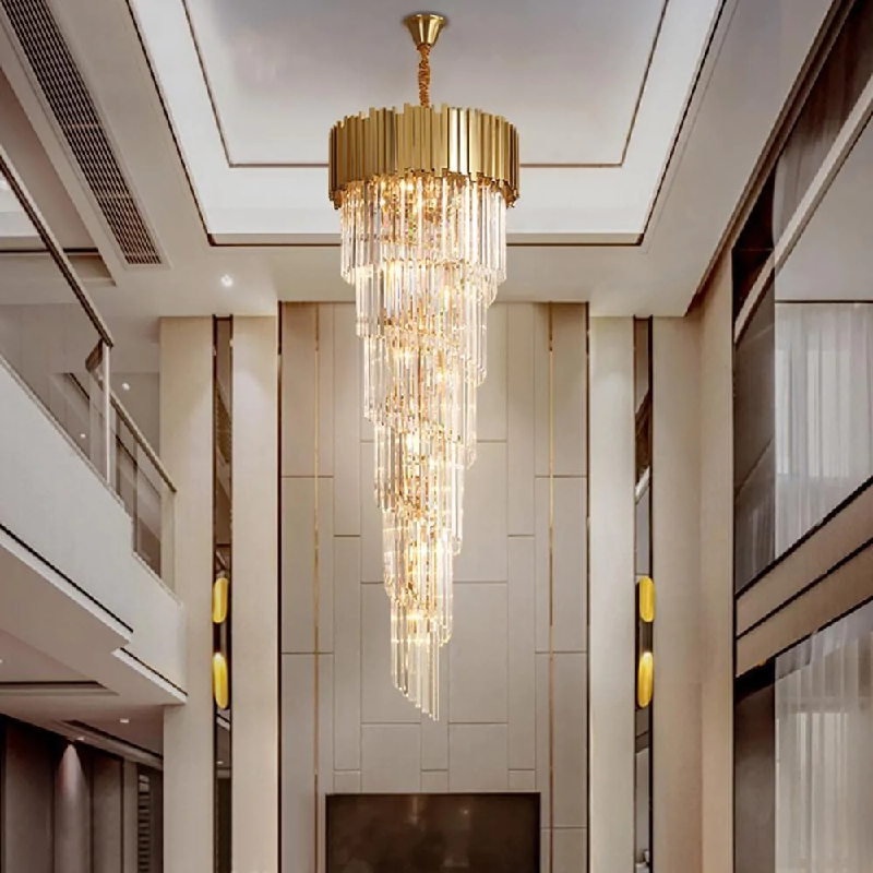 Chiara Golden Modern Large Crystal Chandelier - Ineffable Lighting
