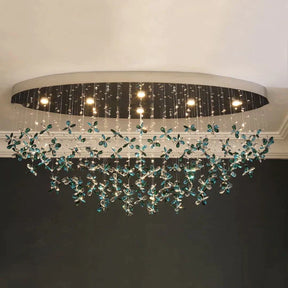 Olivialamps Lily Teal Flower Crystal Chandelier