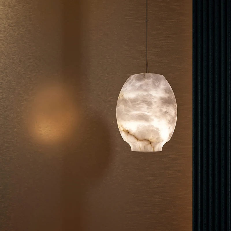 Larry Alabaster Lantern Bedside Pendant Light