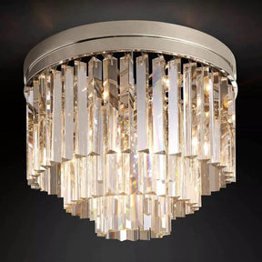 The iron frame provides a sturdy and durable base for the chandelier, while the K9 crystal prisms add a touch of elegance and sophistication. K9 crystal is a type of high-quality optical glass that is known for its clarity, brilliance, and ability to refract light. This unique blend of classic and contemporary elements makes the chandelier a standout piece that can add a touch of sophistication and elegance to any space.