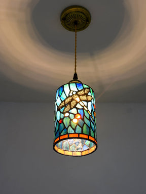 Olivialamps Tiffany Style Multi-Colored Glass Pendant Light for Dining Table/Hallway/Kitchen Island