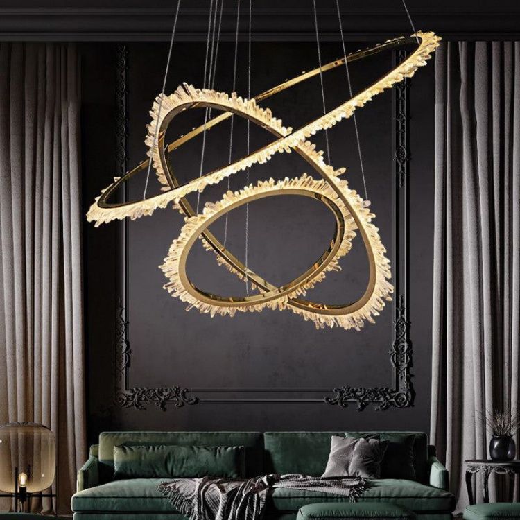 Primary Rock Crystal Ring Chandelier For Living Room