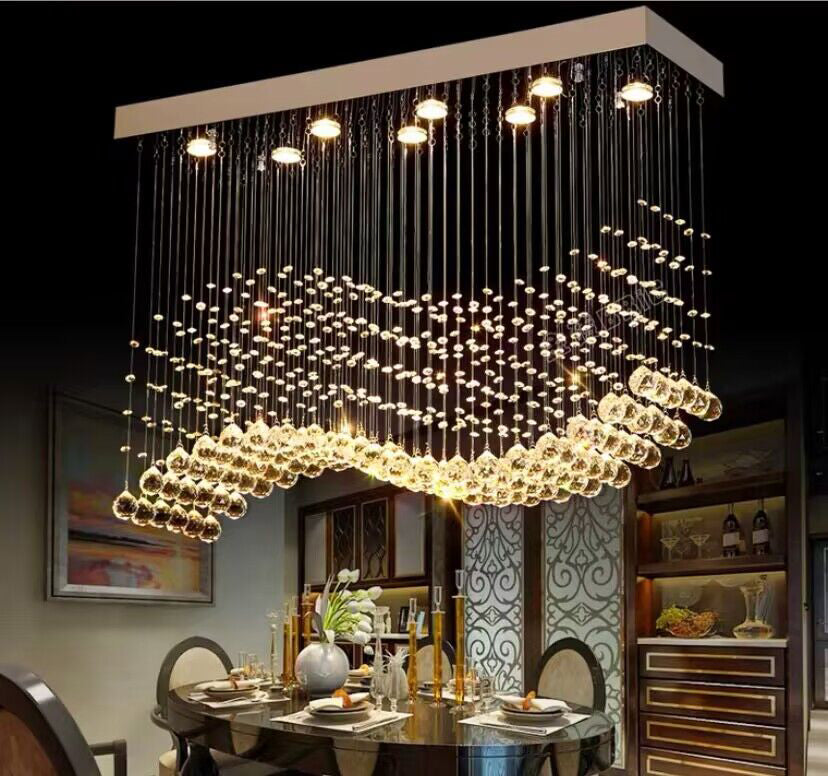Olivialamps Creative Modern Rectangle Flush Mount Pendant Crystal Chandelier  for Dining Room/Living Room/