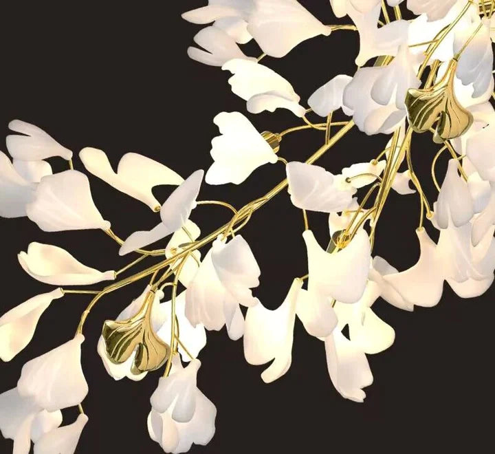 Olivialamps Linn Petal-shaped Branch Chandelier in white
