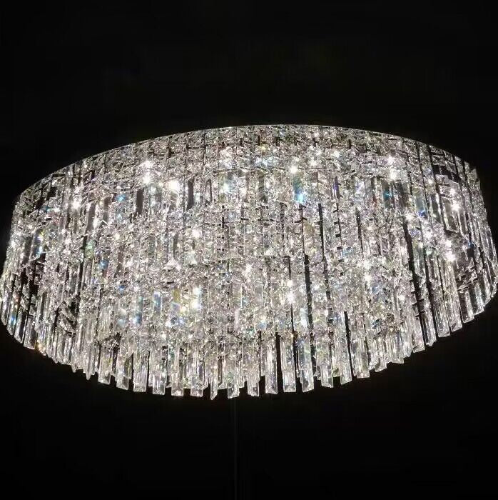 Olivialamps Extra Large Flush Mount Crystal Chandelier Oval/Round Modern Luxury Light Fixture For Living Room/Dining Room/Bedroom