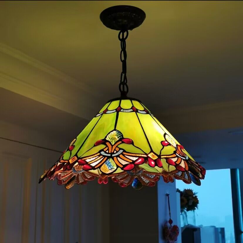 Olivialamps Tiffany Multi-Color Umbrella Glass Pendant for Hallway/Entryway/High-Ceiling Space