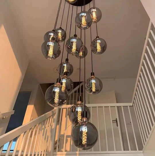 Olivialamps Lily Smoke Gray Glass Bulb Suspension Chandelier