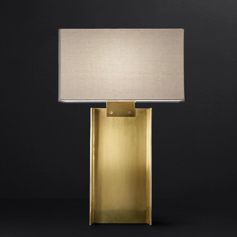 Rectangular Brass Table Lamp With Shade - Ineffable Lighting