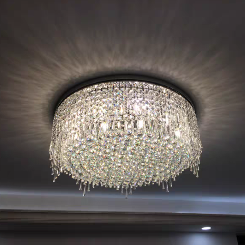 Olivialamps Modern Light Luxury Flush Mount Round Crystal Light Art Designer Light Fixture For Living Room/Dining Room/Bedroom